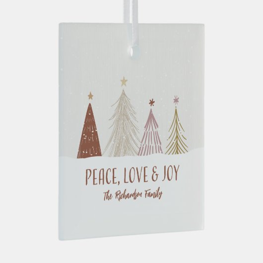 Peace Love & Joy Holidays Christmas Holiday Trees Glas Ornament (Voorkant Rechts)