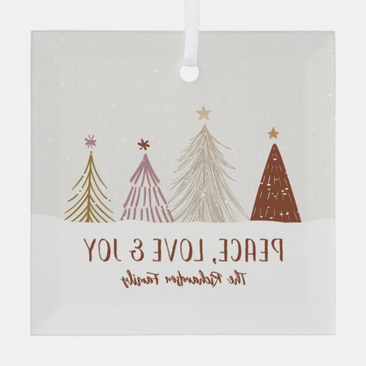 Peace Love & Joy Holidays Christmas Holiday Trees Glas Ornament (Achterkant)