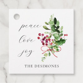 Peace Love Joy Holly Berry Holiday Bedankjes Labels