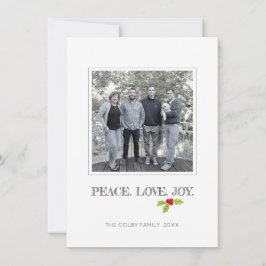 Peace Love Joy Holly Merry Kerstfeestdag Foto Feestdagenkaart