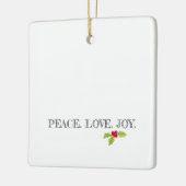 Peace Love Joy Holly Merry Kerstmis Modern Foto Keramisch Ornament (Links)