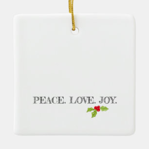 Peace Love Joy Holly Merry Kerstmis Modern Foto Keramisch Ornament