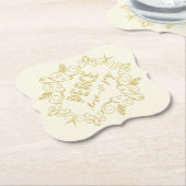 Peace Love Joy Ivory Festive Foliage  Deco Kartonnen Onderzetters (Gekanteld)