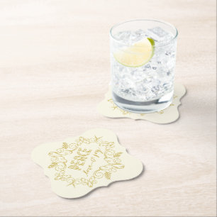 Peace Love Joy Ivory Festive Foliage  Deco Kartonnen Onderzetters