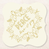 Peace Love Joy Ivory Festive Foliage  Deco Kartonnen Onderzetters (Voorkant)