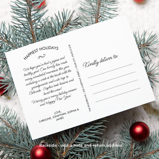 Peace Love Joy, kerstbessen, aangepaste foto Feestdagenkaart