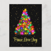 Peace Love Joy-kerstboom Licht 2 Side Design Feestdagenkaart (Voorkant)