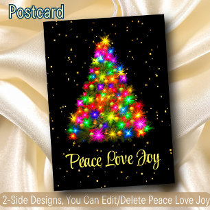Peace Love Joy-kerstboom Licht 2 Side Design Feestdagenkaart