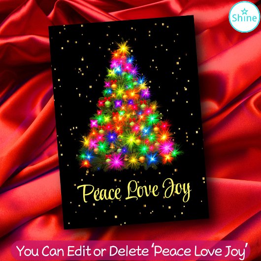 Peace Love Joy-kerstboom Licht 2 Side Design Feestdagenkaart