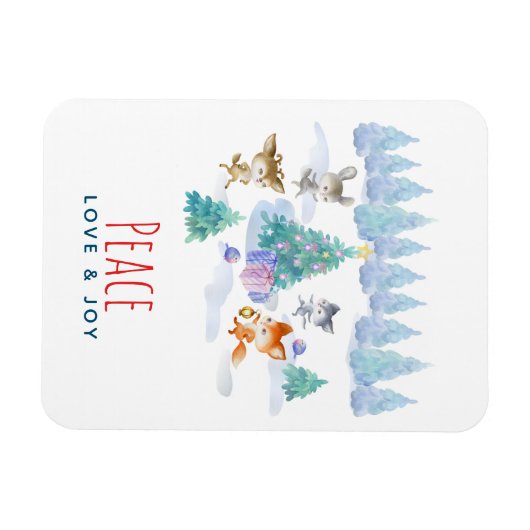 Peace Love & Joy-kerstbosdieren Magneet (Horizontaal)