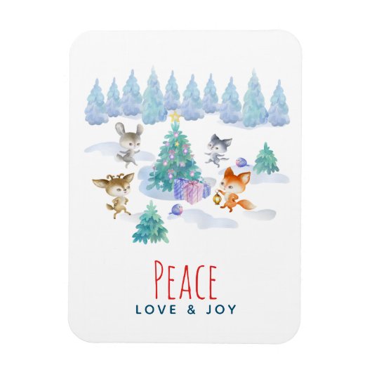Peace Love & Joy-kerstbosdieren Magneet (Verticaal)