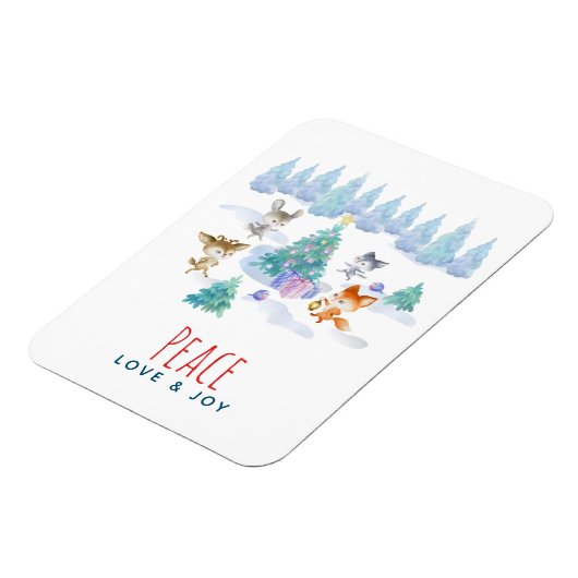 Peace Love & Joy-kerstbosdieren Magneet (Linkerzijde)