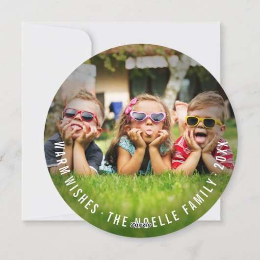 Peace Love Joy-kerstfeest Funny Face op Red Photo Feestdagenkaart (Achterkant)