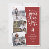 Peace Love Joy kerstfeestay Foto Collage Feestdagenkaart (Voorkant)