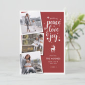 Peace Love Joy kerstfeestay Foto Collage Feestdagenkaart (Staand voorkant)