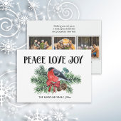 Peace Love Joy kerstfeestay Robin Pine Branch Feestdagenkaart