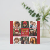 Peace Love Joy-kerstfoto Collage Feestdagenkaart (Staand voorkant)
