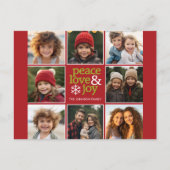 Peace Love Joy-kerstfoto Collage Feestdagenkaart (Voorkant)