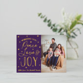 Peace, Love & Joy-kerstfoto Real Folie Feestdagen Briefkaart (Staand Voorkant)