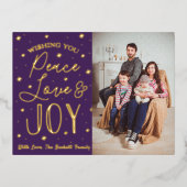 Peace, Love & Joy-kerstfoto Real Folie Feestdagen Briefkaart (Voorkant)