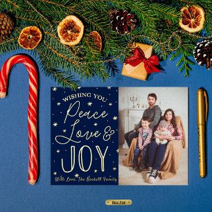 Peace, Love & Joy-kerstfoto Real Folie Feestdagen Briefkaart