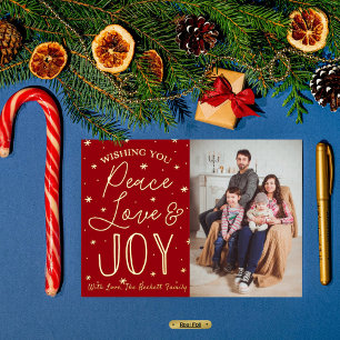 Peace, Love & Joy-kerstfoto Real Folie Feestdagen Briefkaart