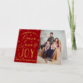 Peace, Love & Joy-kerstfoto Real Folie Feestdagenkaart (Voorkant)