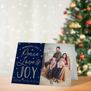 Peace, Love & Joy-kerstfoto Real Folie Feestdagenkaart