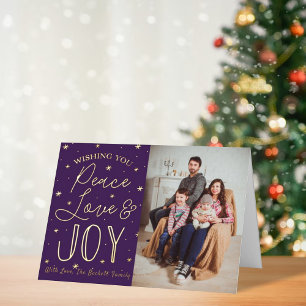 Peace, Love & Joy-kerstfoto Real Folie Feestdagenkaart