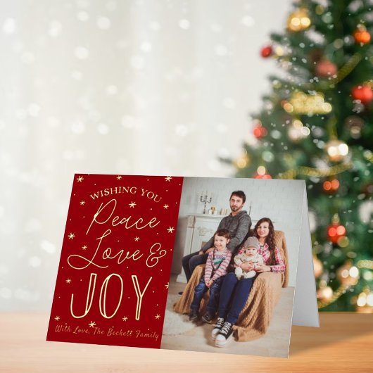 Peace, Love & Joy-kerstfoto Real Folie Feestdagenkaart