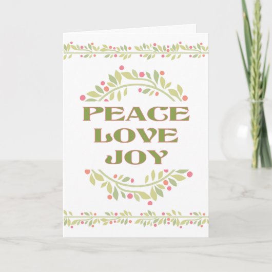 Peace Love Joy-kerstkaart Feestdagen Kaart (Voorkant)