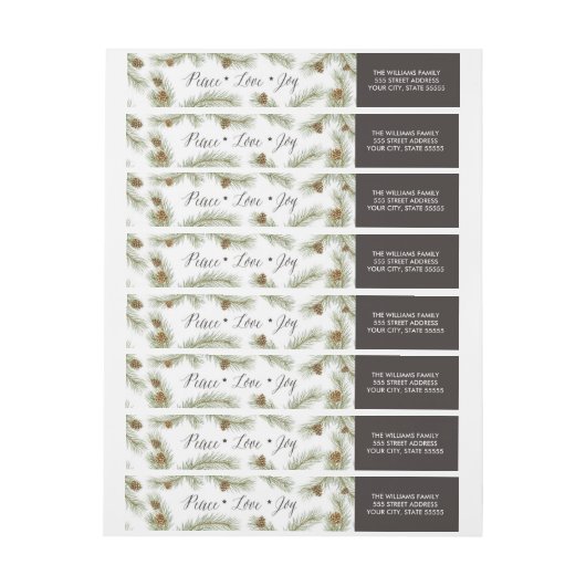 Peace Love Joy-Kerstman Return-adreslabels (Vel)