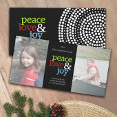 Peace Love Joy Kerstmis 2 Photo Collage Feestdagenkaart