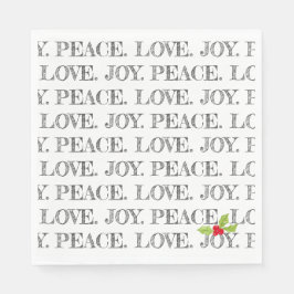 Peace Love Joy Kerstmis Holly Festive Feestdagen Servet