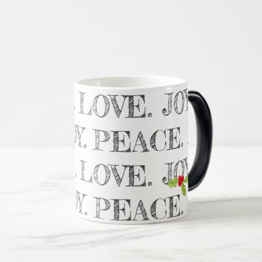Peace Love Joy Kerstmis Holly Festive Holiday Magische Mok (Voorkant rechts)