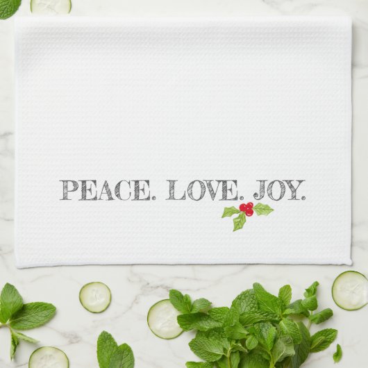Peace Love Joy Kerstmis Holly Festive Holiday Theedoek (Gevouwen)