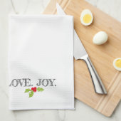 Peace Love Joy Kerstmis Holly Festive Holiday Theedoek (Quarter Fold)