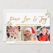 PEACE LOVE JOY | Kerstmis met gouden script Feestdagenkaart (Voorkant)