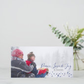 Peace, Love & Joy Kerstmis of Hanukkah-fotokaart Feestdagenkaart (Staand voorkant)