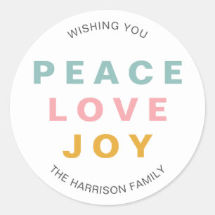 Peace Love Joy Kerstmis Ronde Sticker