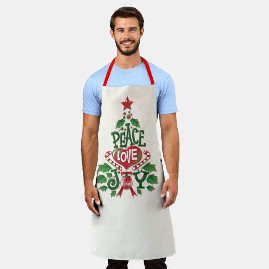 Peace Love Joy Kerstmis Schort (Gedragen)