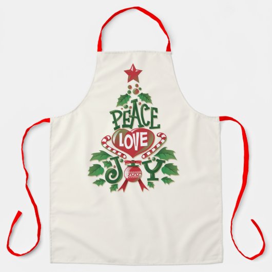 Peace Love Joy Kerstmis Schort (Voorkant)