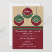 Peace, Love, Joy Kerstparty nodigt uit Kaart (Voorkant)