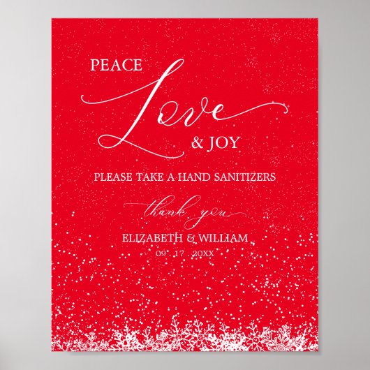 Peace Love & Joy kerstsnowflakes Sign Poster (Voorkant)