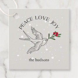 PEACE LOVE JOY Kerstvakantie Rode bessen Bedankjes Labels