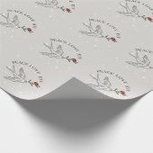 PEACE LOVE JOY Kerstvakantie Rode bessen Cadeaupapier (Hoek)