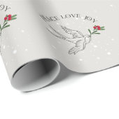 PEACE LOVE JOY Kerstvakantie Rode bessen Cadeaupapier (Rol Hoek)