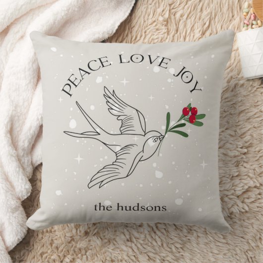 PEACE LOVE JOY Kerstvakantie Rode bessen Kussen (Deken)