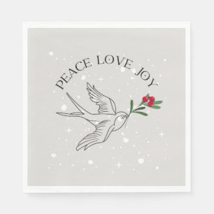 PEACE LOVE JOY Kerstvakantie Rode bessen Servet