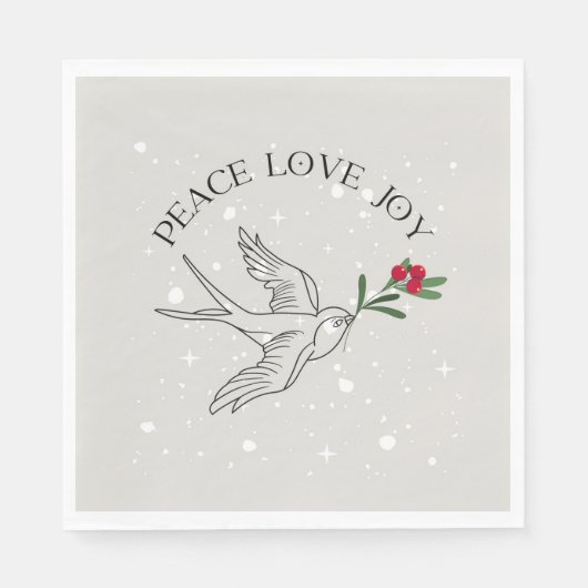 PEACE LOVE JOY Kerstvakantie Rode bessen Servet (Voorkant)